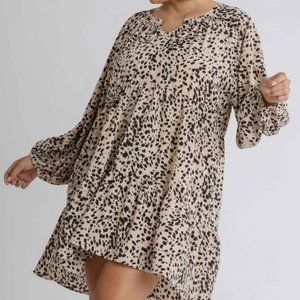 Umgee Puff Sleeve Textured Babydoll Dress